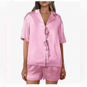 NWT PINK SATIN PAJAMAS-S